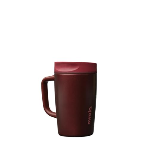 Owala SmoothSip Slider Stainless Steel Insulated Travel Mug with Handle, 100% Leak Proof, For Hot and Cold Drinks, Travel Friendly with Sliding Lock Lid, 12oz, BPA Free, Leak Proof, Black Cherry - color: Black Cherry, size: 12 Ounces