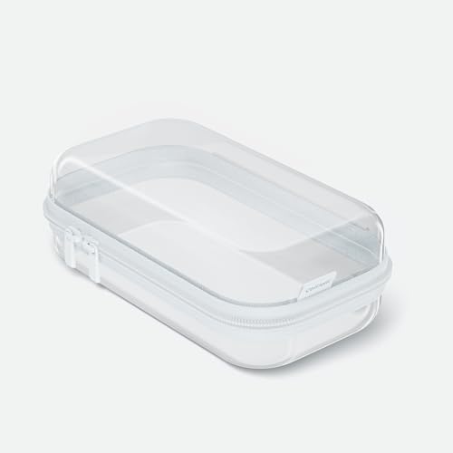 CoiiJoii Zippered Pouch Hard, Clear Zippered Hard Pouch, Stackable Storage Bins, Portable Clear Bin Zipper (white, 1Pc-Small) - color: White, size: S1