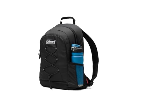 Coleman Chiller Insulated Backpack Cooler, Leakproof 28-Can Backpack Cooler with 12+ Hour Ice Retention, Made with Recycled Materials, Great for Beach, Camping, Hiking, Tailgates, Groceries, & More - color: Black