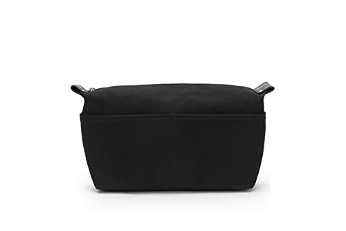 Insert Storage Bag Purse Organizer and Cosmetic Travel Bags for Women Makeup Bag with Compartments Three Sizes Cotton Canvas built-in compartments functiona and fashionable - color: Black, size: Medium
