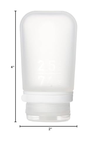 humangear GoToob+ (Medium) | Refillable Silicone Travel Bottle | Locking Lid | Food-Safe Material | Clear, Medium (2.5 fl.oz.; 74ml) - color: Clear, size: 2.5 Ounces