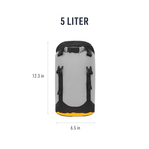Sea to Summit eVac Compression Dry Bag, Waterproof Compression Sack, 5 Liter, High Rise Grey - color: High Rise Grey, style: 5 Liter