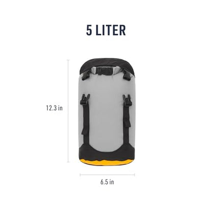 Sea to Summit eVac Compression Dry Bag, Waterproof Compression Sack, 5 Liter, High Rise Grey - color: High Rise Grey, style: 5 Liter