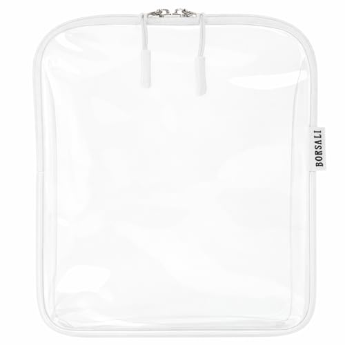 BORSALI TSA Approved Toiletry Bag, White | 3-1-1 Liquids for Carry On Travel, Toiletries Organizer, Cosmetic Pouch with Zipper, Travel Accessories - color: White