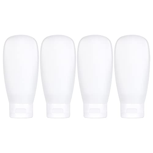 TSA Approved Travel Bottles Set for Toiletries Travel Size Containers Kit 4 Pack Portable Leak Proof Refillable Squeeze Cosmetic Airplane Essential Shampoo Hair Conditioner Body Lotion Bath Shower Gel - color: 60ml