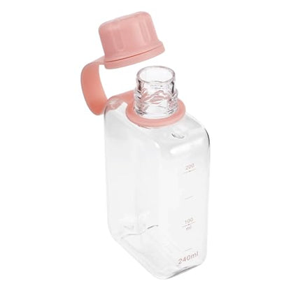 8.2 oz/240 ml Flat Travel Water Bottle, BPA Free Tritan Reusable Plastic Water Bottles Square Plastic Flask Pocket for Camping, Fitness, Outdoor Sports, Fits Purse and Pocket（Pink） - color: Pink
