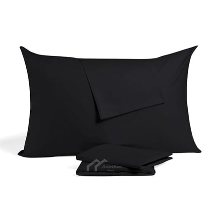 Toddler Travel Pillow Cases 12x16 inch, Small Pillow Cover with Zipper Closure Set of 2 mini Pillow Cover 500 Thread Count 100% Egyptian Cotton Travel Pillow case 12x16, Black - color: Black, size: Toddler 12x16