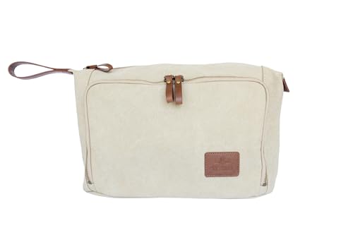 Vetelli Vintage Canvas Toiletry Bags, Travel In Style, Waterproof Canvas Dopp Kits, Durable (Messner) (Beige) - color: Beige