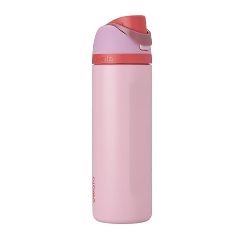 Owala FreeSip Insulated Stainless Steel Water Bottle with Straw for Sports and Travel, BPA-Free Sports Water Bottle, 24 oz, Pink, Angel Food Cake - color: Angel Food Cake, size: 24 Ounces