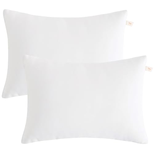 BEDSUM Toddler Pillows, 13x18 Ultra Soft Microfiber Travel Pillow for Sleeping - Small Pillows for Kids Daycare, Flight and Neck Support - Machine Washable Pillow Inserts, 2 Pack, White - color: White, size: 13x18 inches
