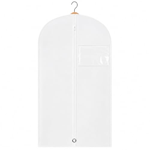Kids Garment Bag for Hanging Clothes, Travel Garment Bag for Dresses, Dance Costumes & Suits, Breathable Clothes Cover for Baby Toddler Child, White, 30" x 18" - color: White