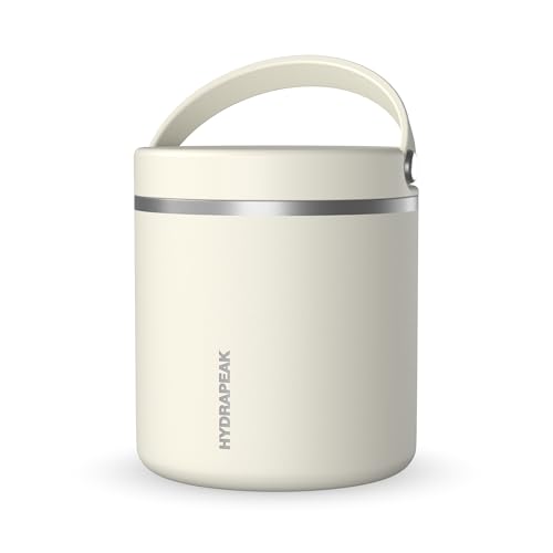 Hydrapeak 25oz Stainless Steel Vacuum Insulated Food Jar for Hot Food and Cold Food, Wide Mouth Leak-Proof Soup Jar for Adults, 10 Hours Hot and 16 Hours Cold (Ivory) - color: Ivory, size: 25 Ounces