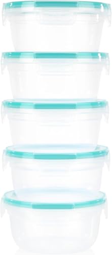 Snapware Plastic Total Solutions (5-Pack, 3.8 Cup) Food Storage Containers Set, Airtight & Leakproof Plastic Locking BPA-Free Lids, Freezer Dishwasher Microwave Safe - size: 5 Pack, style: 3.8 Cup