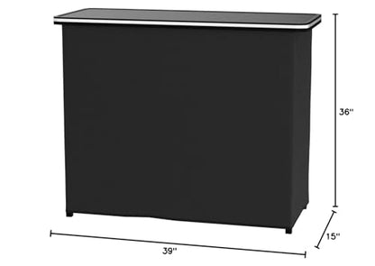 GoBar Portable Bar Table for Events - Black, 3 Skirts, or LED - Pop Up Mobile Bartending Station with Travel Carrying Case - color: Led Black Skirt