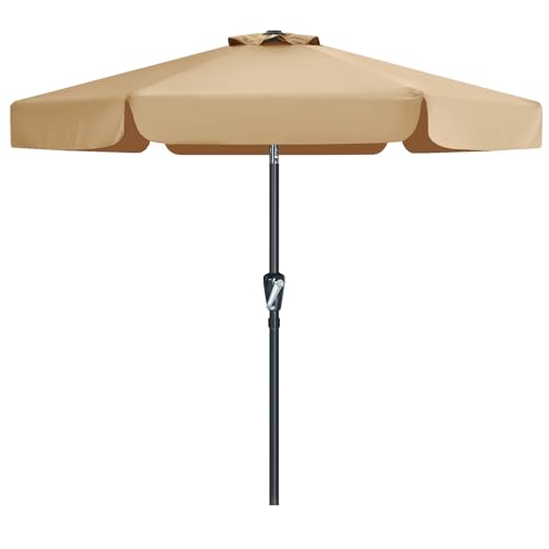 MASTERCANOPY 7.5ft Patio Umbrella with Valance, Crank and Tilt – 6 Ribs Outdoor Market Umbrella, UV/Fade Resistant, Waterproof Canopy with Wind Vent for Garden, Deck, Backyard, Pool (Khaki) - color: Khaki, size: 7.5FT