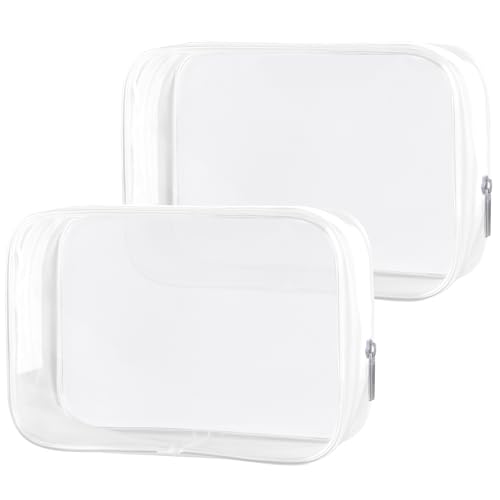 PLULON 2 Pack Travel Toiletry Bag, TSA Approved Toiletry Bag Clear Makeup Bag Quart Size Portable Cosmetic Bags Carry on Travel Accessories Bag for Women Men - Clear - color: Clear