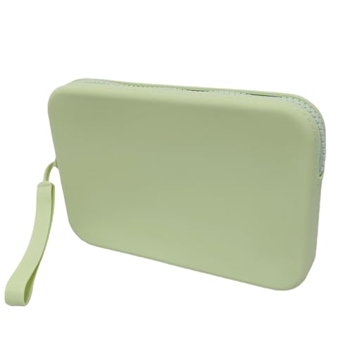 Large Silicone Multifunctional Essential Bag Portable Travel Makeup Bag for Women Men Cards Cash Bag Zipper Pouch (Light Green) - color: Light Green