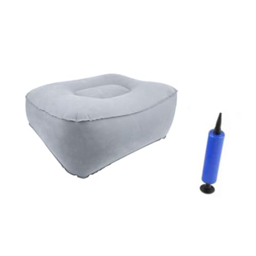 Footrest with Air Pump - Soft Flocking Adjustable Height Leg Support Cushion for Travel, Office & Home Use,37x30x16cm/14.57x11.81x6.30in(Grey) - color: Grey