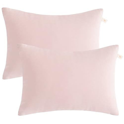BEDSUM Toddler Pillows, 13x18 Ultra Soft Microfiber Travel Pillow for Sleeping - Small Pillows for Kids Daycare, Flight and Neck Support - Machine Washable Pillow Inserts, 2 Pack, Pink - color: Pink, size: 13x18 inches