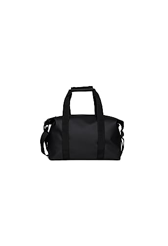 RAINS Hilo Weekend Bag Small - Black Waterproof Travel Duffel for Men and Women, Gym Carry On With Coated Zip, Shoulder & Compression Straps - color: black