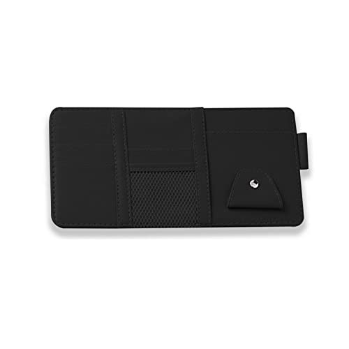 1 Pack Car Sun Visor Organizer, Sunglasses Holder for Car Sun Visor, Auto Interior Accessories Pocket Organizers Can Store for Sunglasses, Documents, Cards, Pen, Drivers License (Black) - color: Black