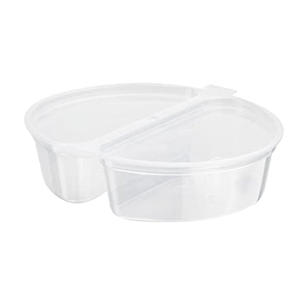 Restaurantware Futura 4 Ounce Snack Containers 100 Microwavable Sauce Containers - 2 Compartments Hinged Lid Clear Plastic Portion Cups For Condiments Or Dips - size: 6 oz