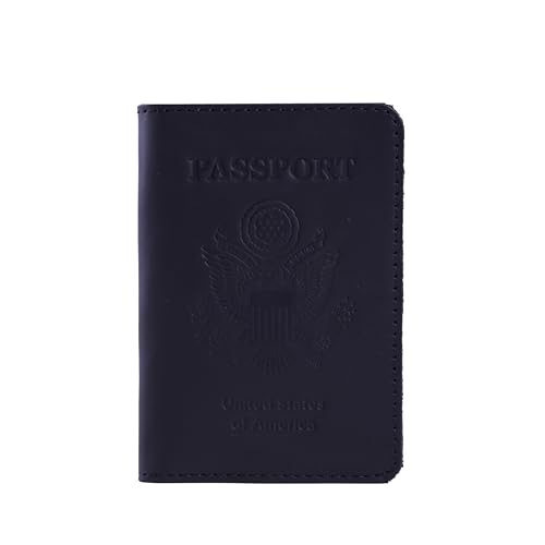 INCARNE US Leather Passport Holder for Travel - Passport Case - Passport Wallet for Men - Passport Cover for Women Sleeve Protector - Travel Essentials Vacation Luggage Travel Gifts - Vintage Black - color: Vintage Black, style: Patriotic Usa