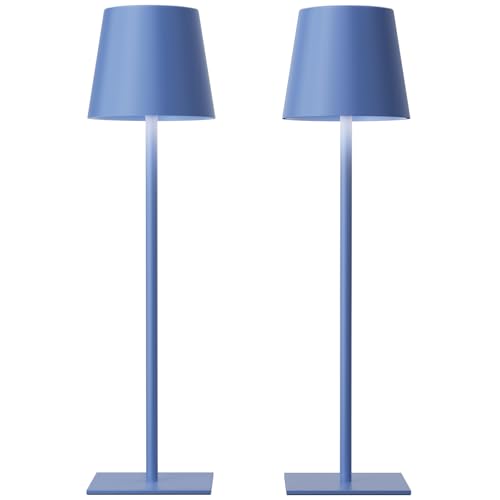 Kakanuo Navy Blue Rechargeable Table Lamp, 2 Pack Cordless Desk Lamp with 5000mAh Battery, Touch Control Stepless Dimming, Wireless Night Light for Dining, Outdoor Camping, Coffee Shop - color: Navy, size: 2 Pack