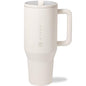 HydroJug Traveler - 40 oz Water Bottle with Handle & Flip Straw - Fits in Cup Holder, Leak Resistant Tumbler-Reusable Insulated Stainless Steel & Rubber Base - Gifts for Women & Men, Cream - color: Cream, size: 40oz