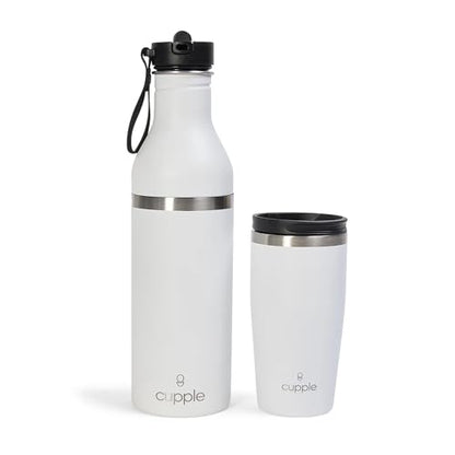 Tumbler, Stainless Steel 2-in-1 Travel Coffee Mug & Water Bottle, Leak Proof Insulated Cup for Hot & Cold Drinks, BPA Free, Fits Most Cup Holders (Chalk White) - color: Chalk White