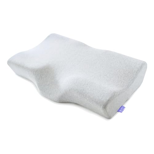 C CUSHION LAB Extra Dense Ergonomic Cervical Pillow for Firm Neck Support - Orthopedic Contour Pillow for Back/Side Sleeper Neck Relief, CertiPUR–US Memory Foam Pillow with Organic Cotton Cover