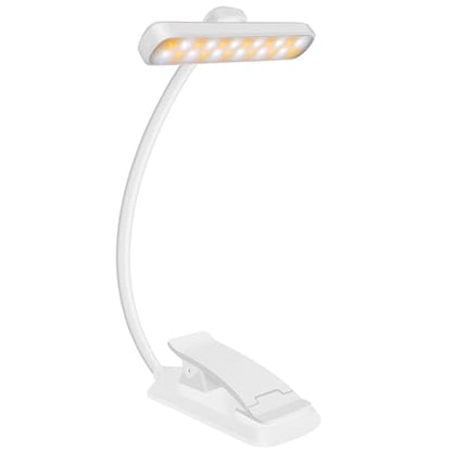 karidi Rechargeable 24 LED Book Light for Reading, 360° Flexible Gooseneck, 5 Color Tones, Clip-on for Books/Tablet/Bed, USB-C, 80H Glare-Free Eye Care (White) - color: White