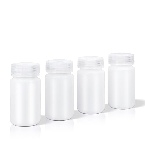 DEMORA 4 oz Small Plastic Bottles with Caps, Airtight Refillable Wide Mouth Travel Bottles for Toiletries, PP Food Grade Plastic Containers for Liquids Pill Sample Lab Reagent (Translucent, 4 Pcs) - color: Translucent, size: 4 oz