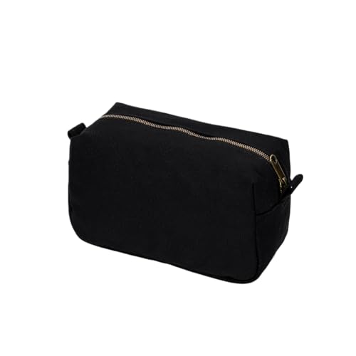 Organizer Bag -Lightweight Cosmetic Bag with Ring Clasp, Perfect Travel Makeup Bag for Women,nylon Stand Up Design (Black/Canvas) - color: Black/Canvas
