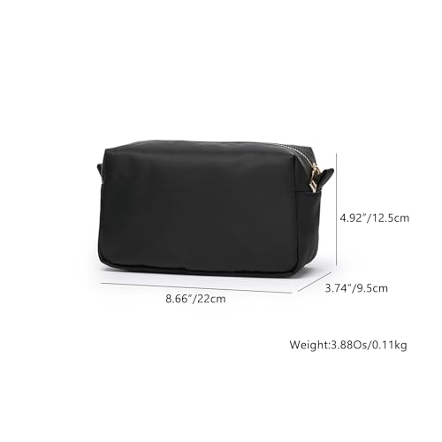 Organizer Bag Lightweight Cosmetic Bag with Ring Clasp Perfect Travel Makeup Bag for Women nylon Stand Up Design (Black/Nylon) - color: Black-nylon