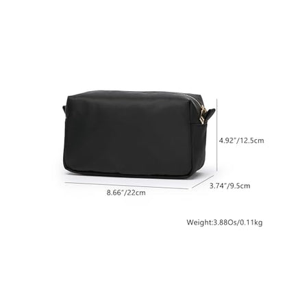 Organizer Bag Lightweight Cosmetic Bag with Ring Clasp Perfect Travel Makeup Bag for Women nylon Stand Up Design (Black/Nylon) - color: Black-nylon