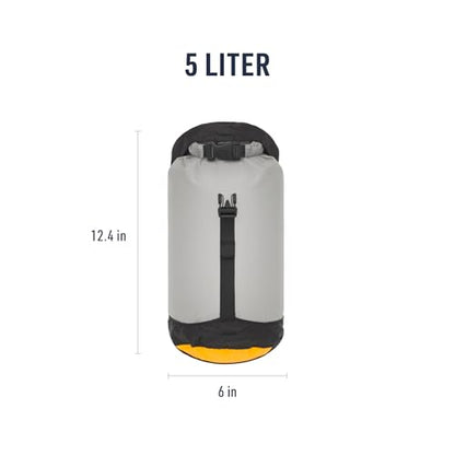 Sea to Summit eVac Ultra-Lightweight Compression Dry Bag, Waterproof Dry Storage, 5 Liter, High Rise Grey - color: High Rise Grey, style: 5 Liter