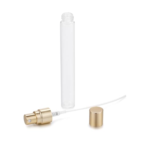 20Pcs 10ml Empty Clear Glass Mist Spray Bottle Refillable Mini Perfume Atomizer Travel Sample Bottle with Golden Aluminized Nozzle Makeup Container for Perfume (10ml Gold Caps) - color: 10ml Gold Caps