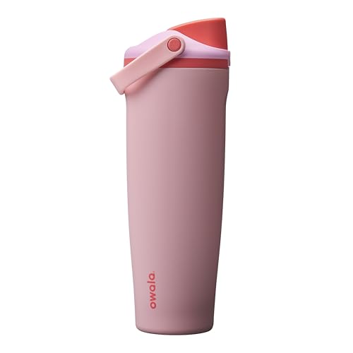 Owala FreeSip Sway Insulated Stainless Steel Water Bottle with Two-Way Spout, Built-In Straw and Bucket Handle, Made for Travel, School, and Sports, 40oz, BPA Free, Leak Proof, Pink Angel Food Cake - color: Angel Food Cake, size: 40 Ounces