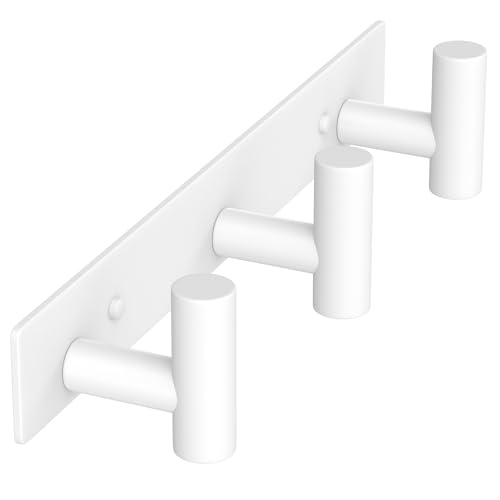 VAEHOLD Hat and Coat Wall Mount Rack - Hooks for Robes, Bags, Keys, and Towels - Bathroom Towel Hanger Organizer (White, “T“ Shape 3 Hooks 1 Pack) - color: White, size: “T“ Shape 3 Hooks 1 Pack