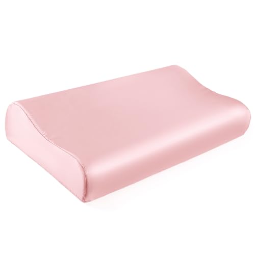 THXSILK 19 Momme 100% Mulberry Silk Pillowcase for Contour Memory Foam Pillow, Contour Pillow Case Cover, Cervical Pillow Case, Pack of 1(Charming Pink, 21"x14.5"x4.9"/4.2") - color: Charming Pink, size: 21" x 14.5" x 4.9"/4.2"