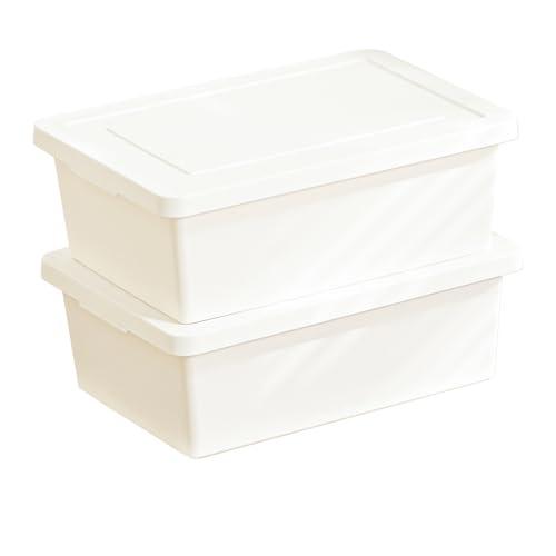 YUNGSHY 2 Pack 15 Quart White Large Stackable Storage Bins With Lids,Bathroom Closet Undersink Organizers and Storage Containers and Durable Nestable Closet, Garage, Totes (white, 15Qt. -2Pack) - size: 15Qt. -2Pack