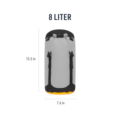 Sea to Summit eVac Compression Dry Bag, Waterproof Compression Sack, 8 Liter, High Rise Grey - color: High Rise Grey, style: 8 Liter
