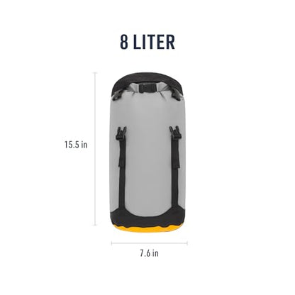 Sea to Summit eVac Compression Dry Bag, Waterproof Compression Sack, 8 Liter, High Rise Grey - color: High Rise Grey, style: 8 Liter