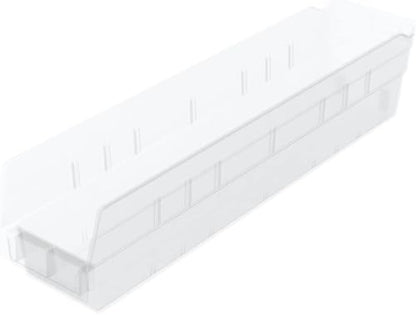 Akro-Mils 30128 Plastic Shelf Bins, Heavy Duty Storage Bins for Garage, Closet, and Drawer Organization, 457 x 102 x 102 Mm, Clear, 12 Count - color: Clear