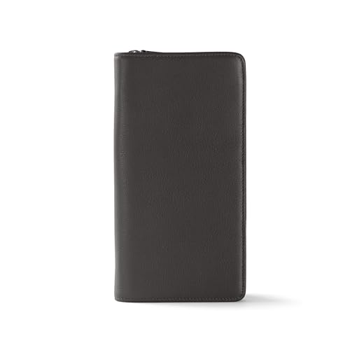 Leatherology Black Onyx Full Grain Leather Zip Around Travel Wallet – RFID Passport Organizer for Cards, Cash & Travel Documents - color: Black Onyx