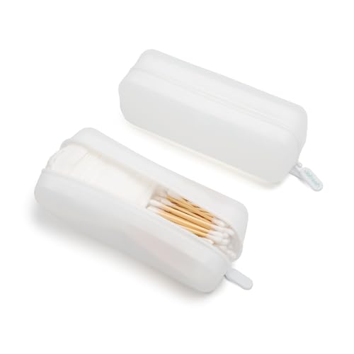 Cotton Pad Swab Travel Case, 2-in-1 Waterproof Organizer, VISFRESH (Clear) - color: Clear