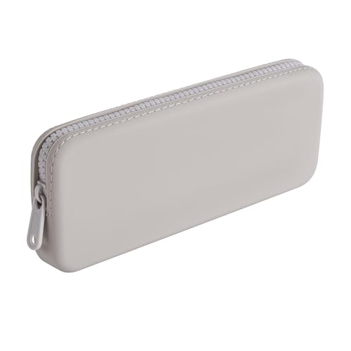 JOVAKIT Rectangle Portable Silicone Cosmetic Bag for Women, Travel Waterproof Makeup Bag Gifts for Women Girls, Zipper Closure Makeup Brush Toiletry Case Travel Storage Organizer Pouch (Grey) - color: Grey