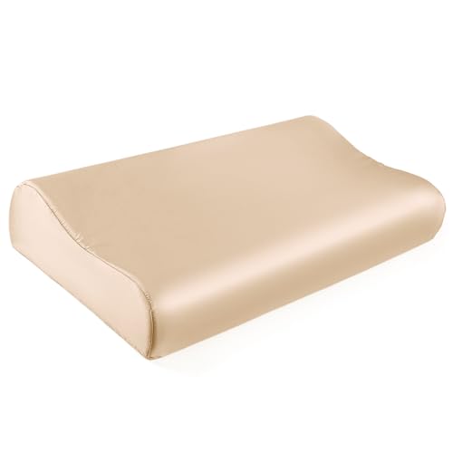 THXSILK 19 Momme 100% Mulberry Silk Pillowcase for Contour Memory Foam Pillow, Contour Pillow Case Cover, Cervical Pillow Case, Pack of 1(Champagne, 24"x14"x4.7"/3.9") - color: Champagne, size: 24" x 14" x 4.7"/3.9"