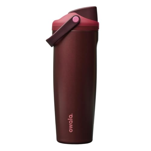 Owala FreeSip Sway Insulated Stainless Steel Water Bottle with Two-Way Spout, Built-In Straw and Bucket Handle, Made for Travel, School, and Sports, 30oz, BPA Free, Leak Proof, Black Cherry - color: Black Cherry, size: 30 Ounces